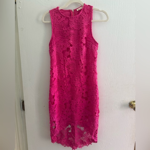 The Sang Barbie Hot Pink Lace Cocktail Party Dress SZ S - Picture 2 of 5
